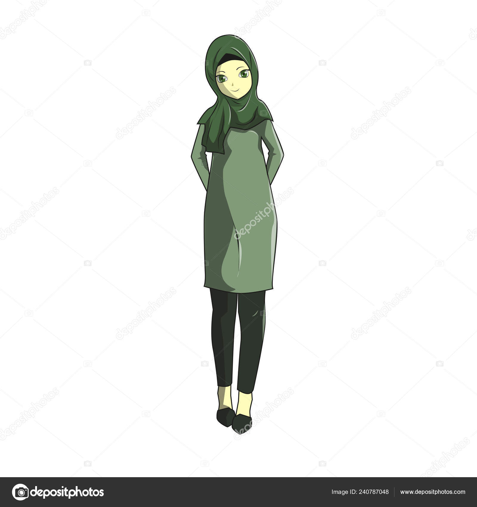 Hijab Muslimah Vector Manga Style Greeting Cards Ramadan