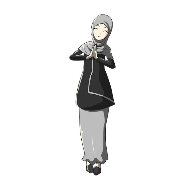 Hidžáb Muslimah Vektor Stylem Manga Pro Blahopřání Ramadán Mnohé Další — Stockový vektor