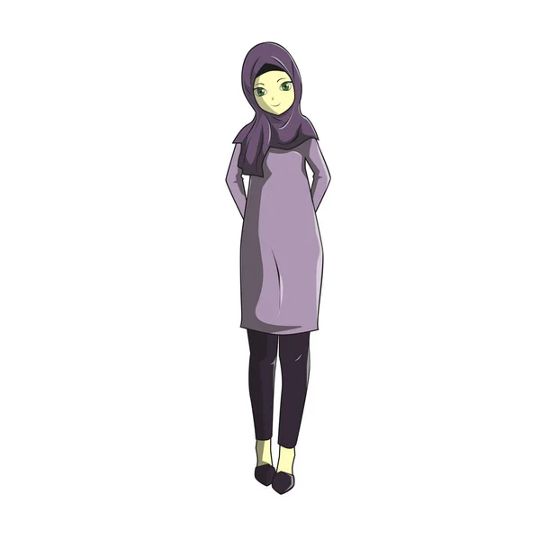Hijab muslimah vektör manga stili için tebrik kartları, ramazan ve çok daha fazla sen lüzum.