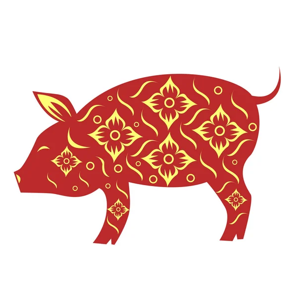 Zadowolony Chińczyk Nowy Rok 2570 2019 Rok Świni Wektor — Wektor stockowy