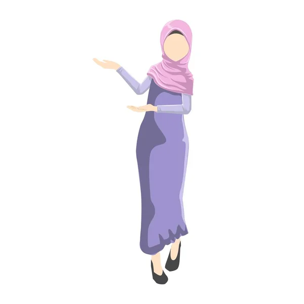 Women Wear Hijab Cartoon Seorang Wanita Muslim Mengenakan Jilbab Women - Stok Vektor