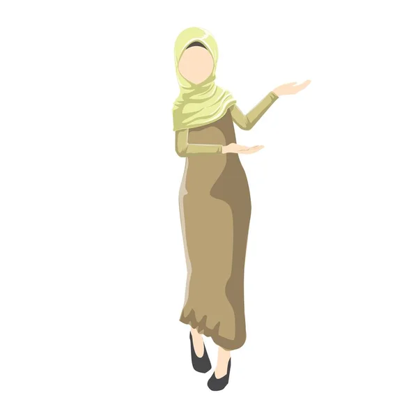 Las Mujeres Usan Hijab Cartoon Una Mujer Musulmana Que Usa — Vector de stock