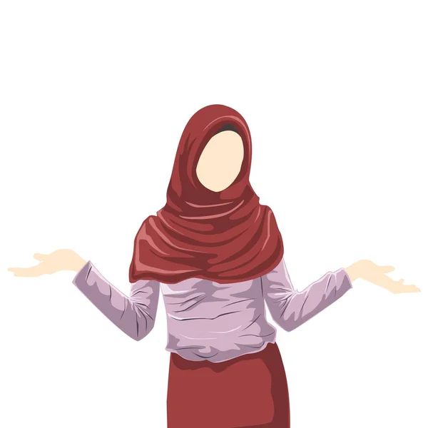 Women Wear Hijab Cartoon Seorang Wanita Muslim Mengenakan Jilbab Women - Stok Vektor