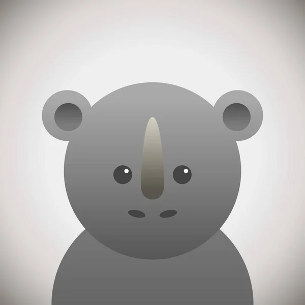 Rhino Doodle Animal Face Cute Animal Face Cartoon Animal Face — Stock Vector
