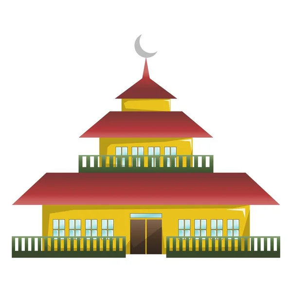 Здание Мечети Является Домом Мусульман Празднование Дня Дискуссии Религиоведение Лекции — стоковый вектор