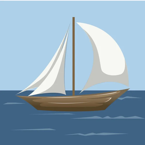 Segelbåt Havet Enkel Segelbåts Silhuett — Stock vektor