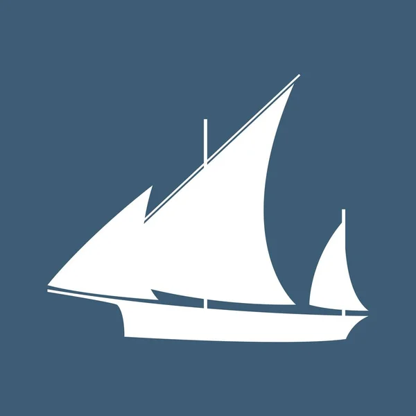 Zeilboot Zee Eenvoudige Zeilboot Silhouet — Stockvector