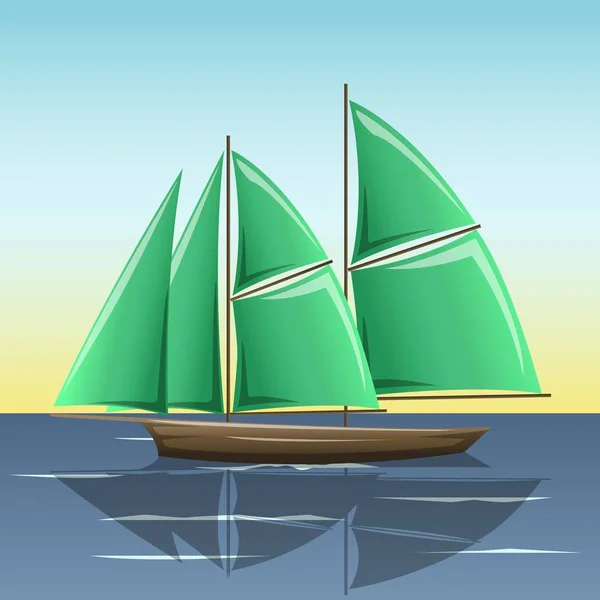 海のヨット シンプルなヨットのシルエット — ストックベクタ