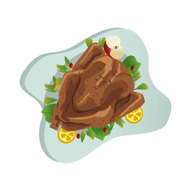 Meyve ve sebze ile lezzetli ızgara tavuk