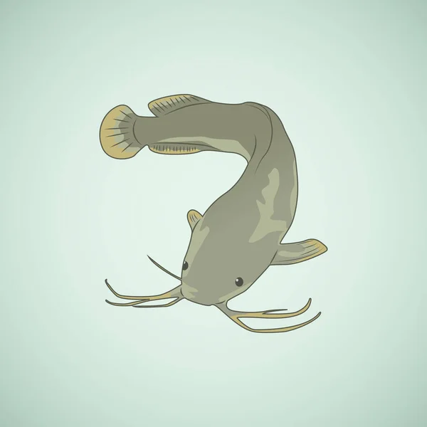 Illustration Vectorielle Poisson Chat Simplifiée Gris — Image vectorielle