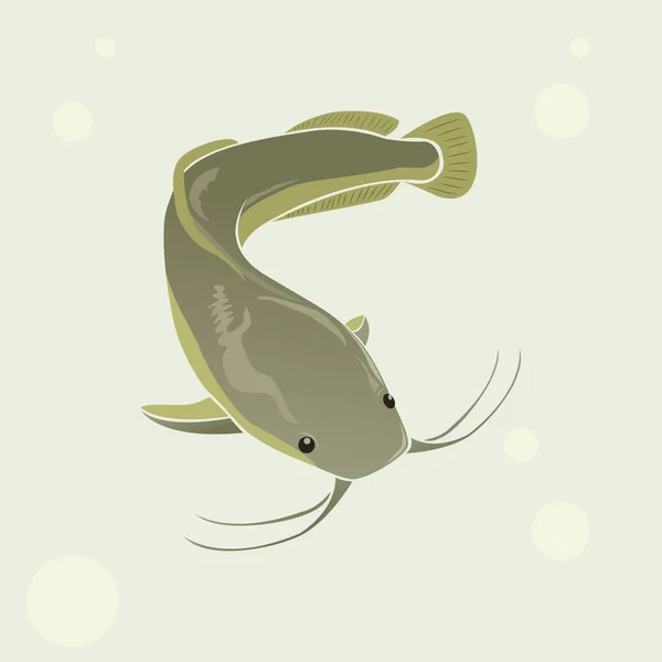 Illustration Vectorielle Poisson Chat Simplifiée Gris — Image vectorielle