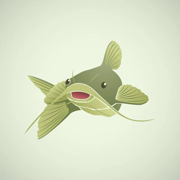 Illustration Vectorielle Poisson Chat Simplifiée Gris — Image vectorielle