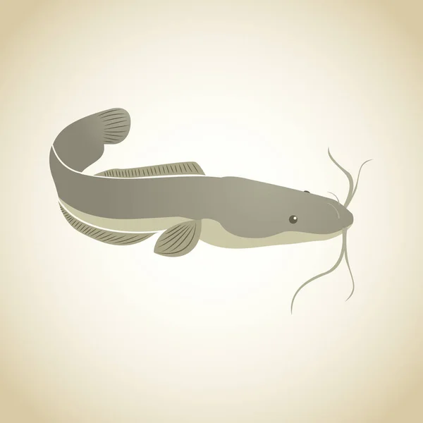 Illustration Vectorielle Poisson Chat Simplifiée Gris — Image vectorielle