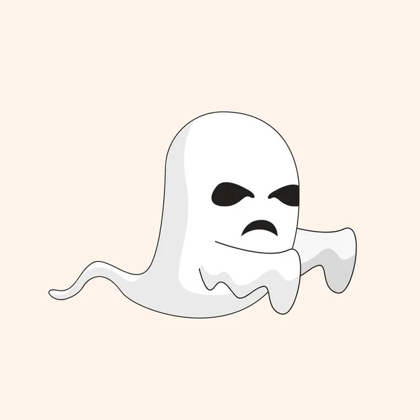 Vit Ghost Tecknad Karaktär Rolig Spöke Skrämmande Flyger — Stock vektor