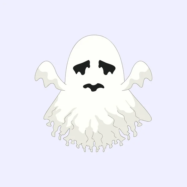 White Ghost Cartoon Charakter Lustiges Gespenst Beängstigend Fliegend — Stockvektor