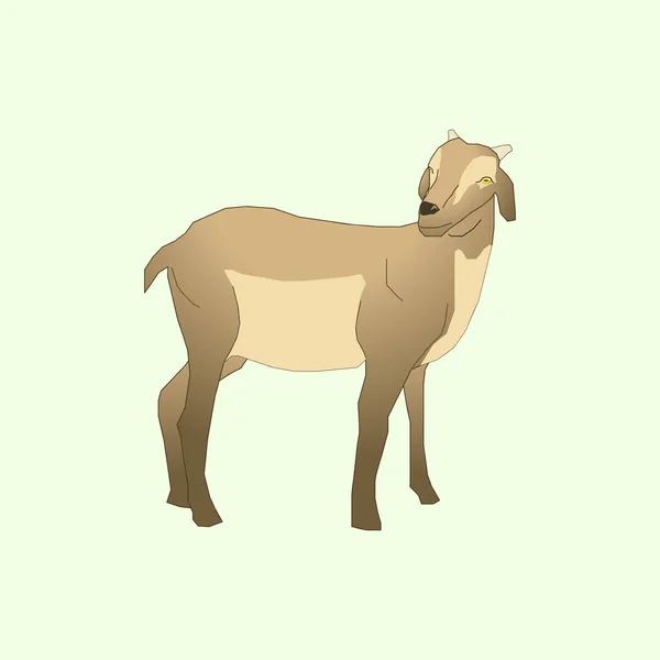 Illustration Une Chèvre Brune Avec Une Petite Corne — Image vectorielle