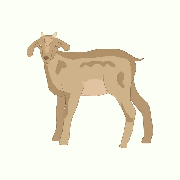 Ilustración Una Cabra Marrón Con Cuerno Pequeño — Vector de stock