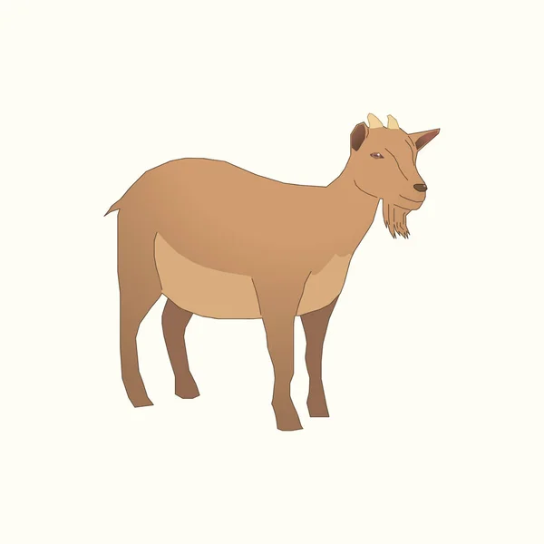 Ilustración Una Cabra Marrón Con Cuerno Pequeño — Vector de stock