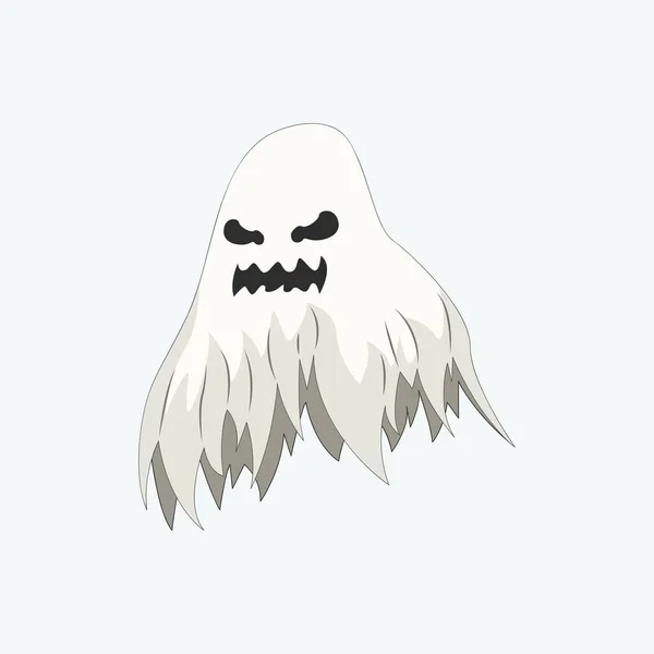 Vit Ghost Tecknad Karaktär Happy Halloween — Stock vektor