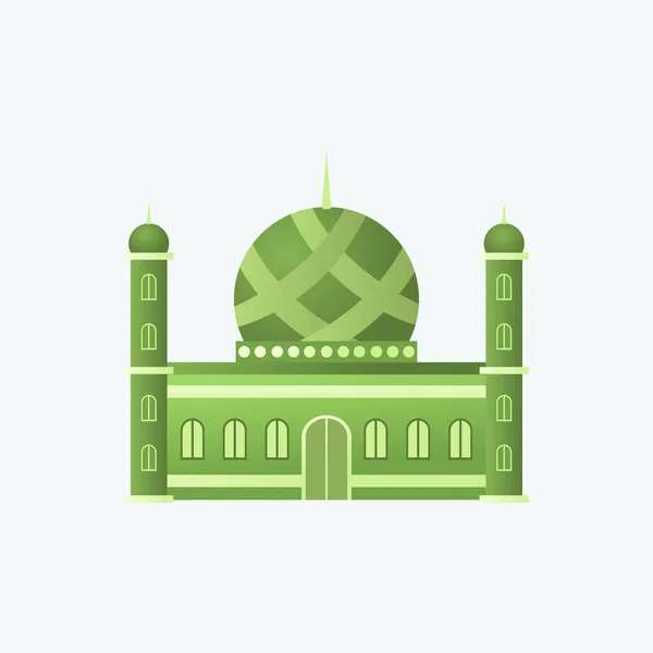 Illustration Einer Grünen Moschee Mit Kuppel — Stockvektor