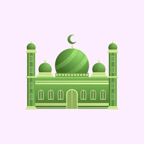 Ilustrasi Masjid Hijau Dengan Kubah - Stok Vektor
