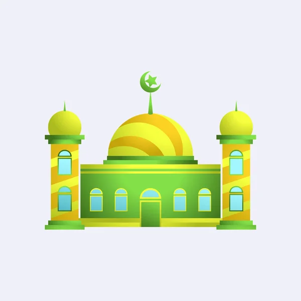 Illustration Une Mosquée Verte Avec Dôme — Image vectorielle