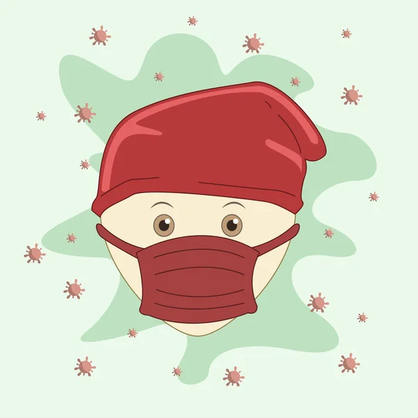 说明有人戴口罩 与病毒作斗争 — 图库矢量图片