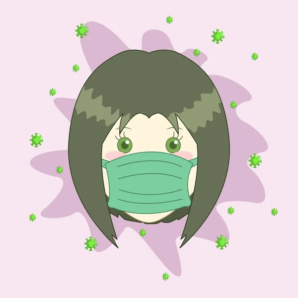 マスクをしてウイルスと戦う人のイラスト — ストックベクタ