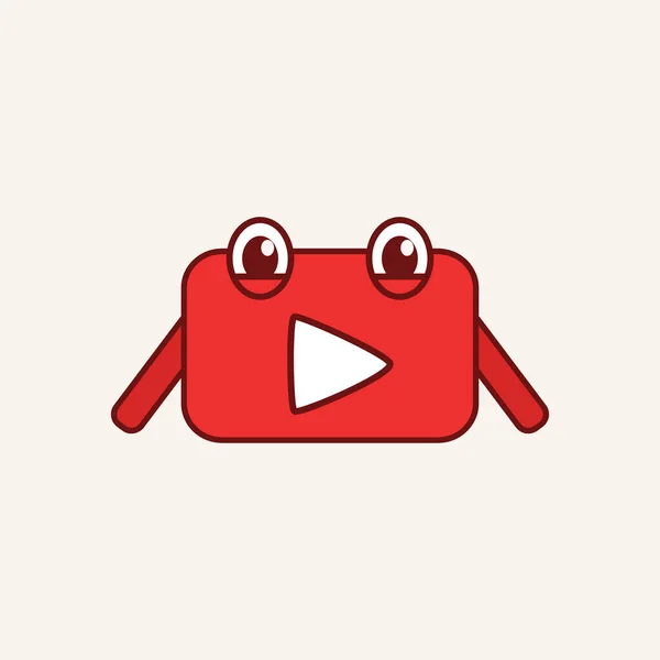 Canal Engraçado Youtube Mascote Vermelho Branco — Vetor de Stock