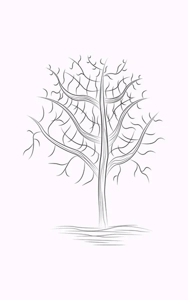 Tree Line Art Fekete Fehér Vázlatok Rajz — Stock Vector