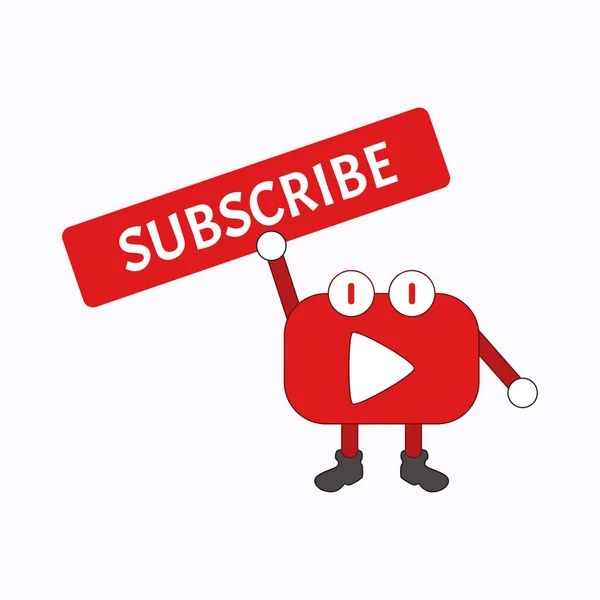 Zabawna Maskotka Youtube Channel Subskrybuj Przycisk — Wektor stockowy