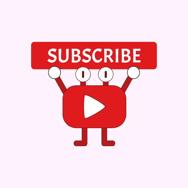 Funny Mascota Youtube Canal Suscribir Botón — Vector de stock