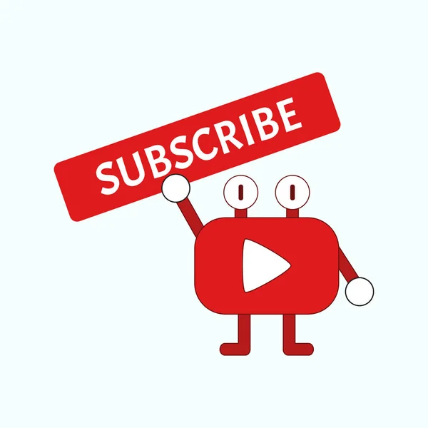 Funny Mascota Youtube Canal Suscribir Botón — Vector de stock