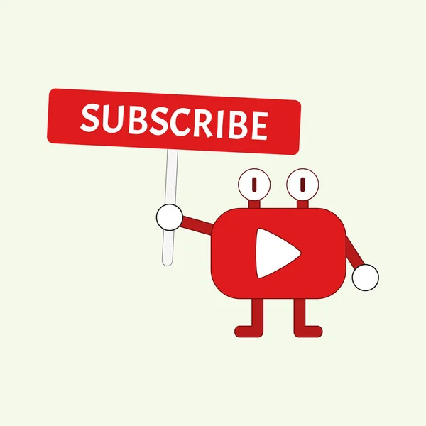 Funny Mascota Youtube Canal Suscribir Botón — Vector de stock