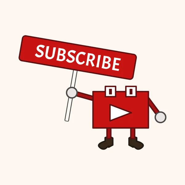 Funny Mascota Youtube Canal Suscribir Botón — Vector de stock