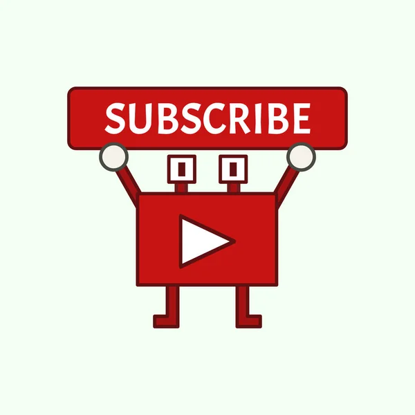 Botão Engraçado Assinatura Canal Mascote Youtube —  Vetores de Stock