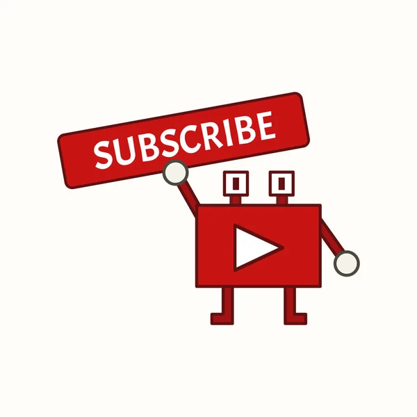 Funny Mascota Youtube Canal Suscribir Botón — Vector de stock