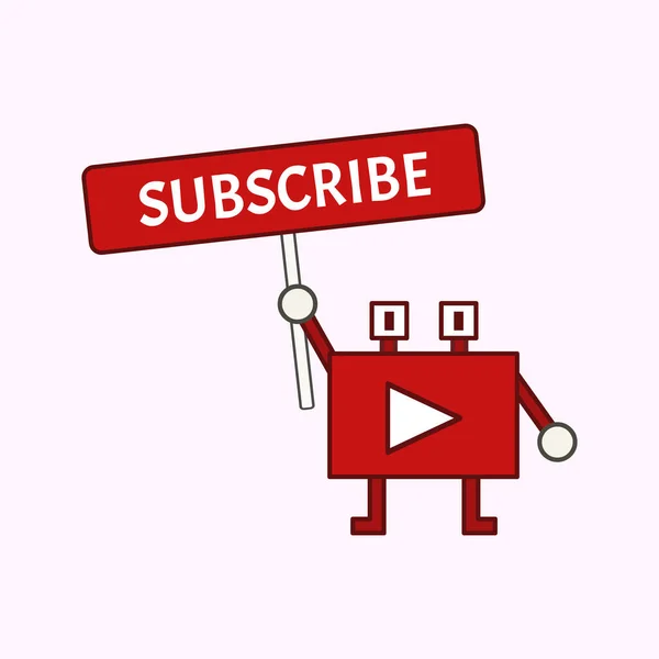 Funny Mascota Youtube Canal Suscribir Botón — Vector de stock