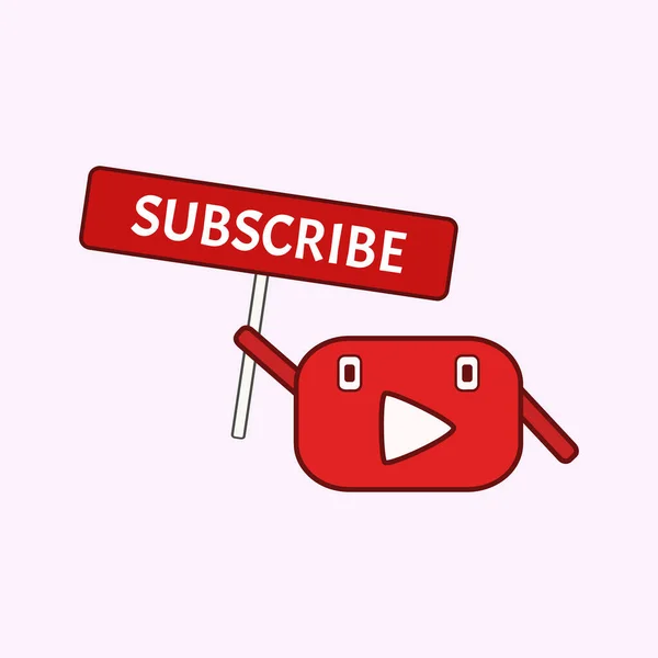 Funny Maskot Youtube Channel Subscribe Button — Stockový vektor