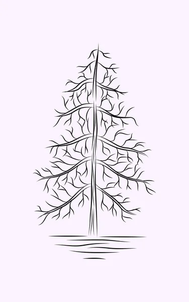 Tree Line Art Black White Sketches Drawing — Stock Vector