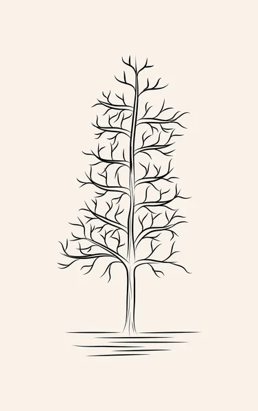 Дерево Лінія Мистецтво Чорно Білі Ескізи Малюнок — стоковий вектор