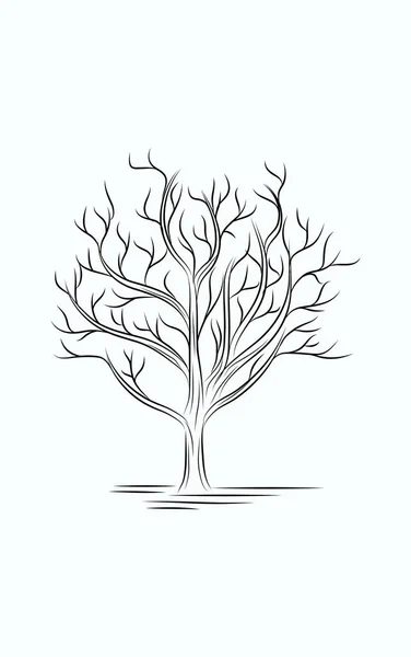 Дерево Лінія Мистецтво Чорно Білі Ескізи Малюнок — стоковий вектор