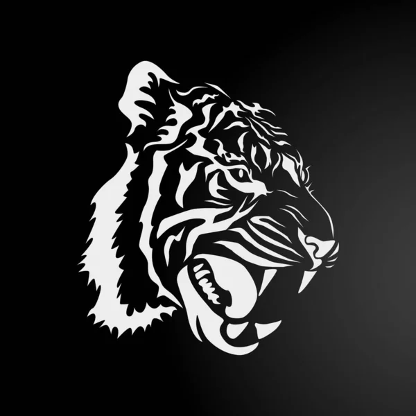 Black White Tiger Tribal Style — Stock Vector