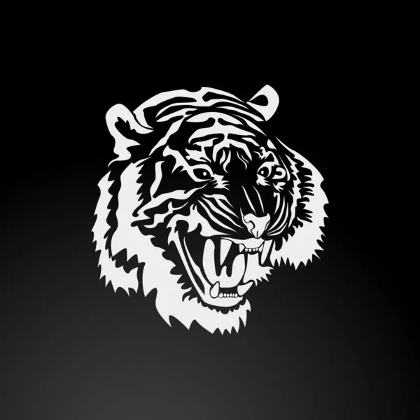 Tigre Blanco Negro Estilo Tribal — Vector de stock