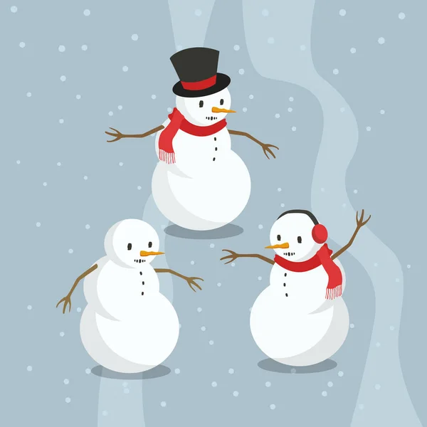 Симпатичные Персонажи Снеговика Плоским Дизайном Лицензионные Стоковые Векторы