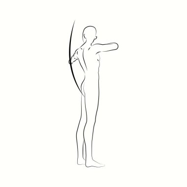 Erkek Archer Siyah ve Beyaz Çizgi Sanatının Hareketi