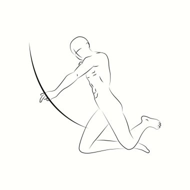 Erkek Archer Siyah ve Beyaz Çizgi Sanatının Hareketi