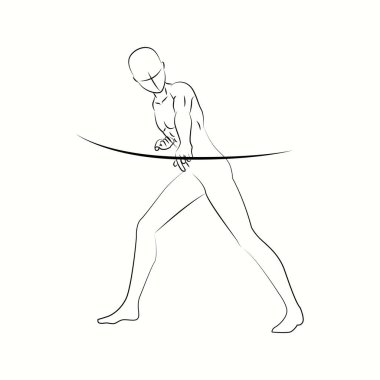 Erkek Archer Siyah ve Beyaz Çizgi Sanatının Hareketi