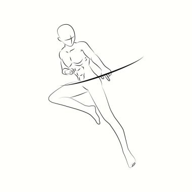 Erkek Archer Siyah ve Beyaz Çizgi Sanatının Hareketi