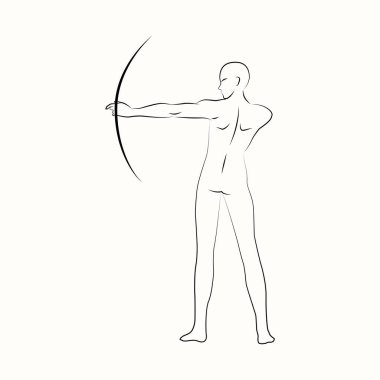 Erkek Archer Siyah ve Beyaz Çizgi Sanatının Hareketi